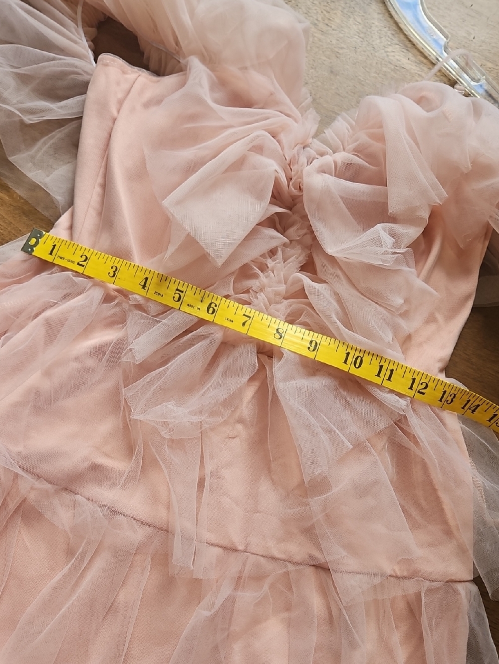 Simplee Apparel Blush Pink One-Shoulder Ruffle Tulle Dress - Picture 6 of 8